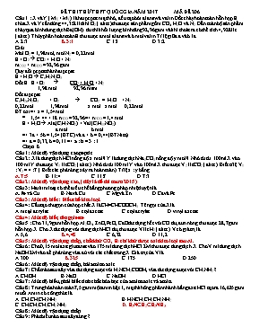 Đề thi thử THPT Quốc gia môn Hóa học năm 2016 - Mã đề 206